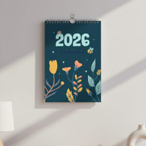 Dark Floral Wiro Wall Calendar